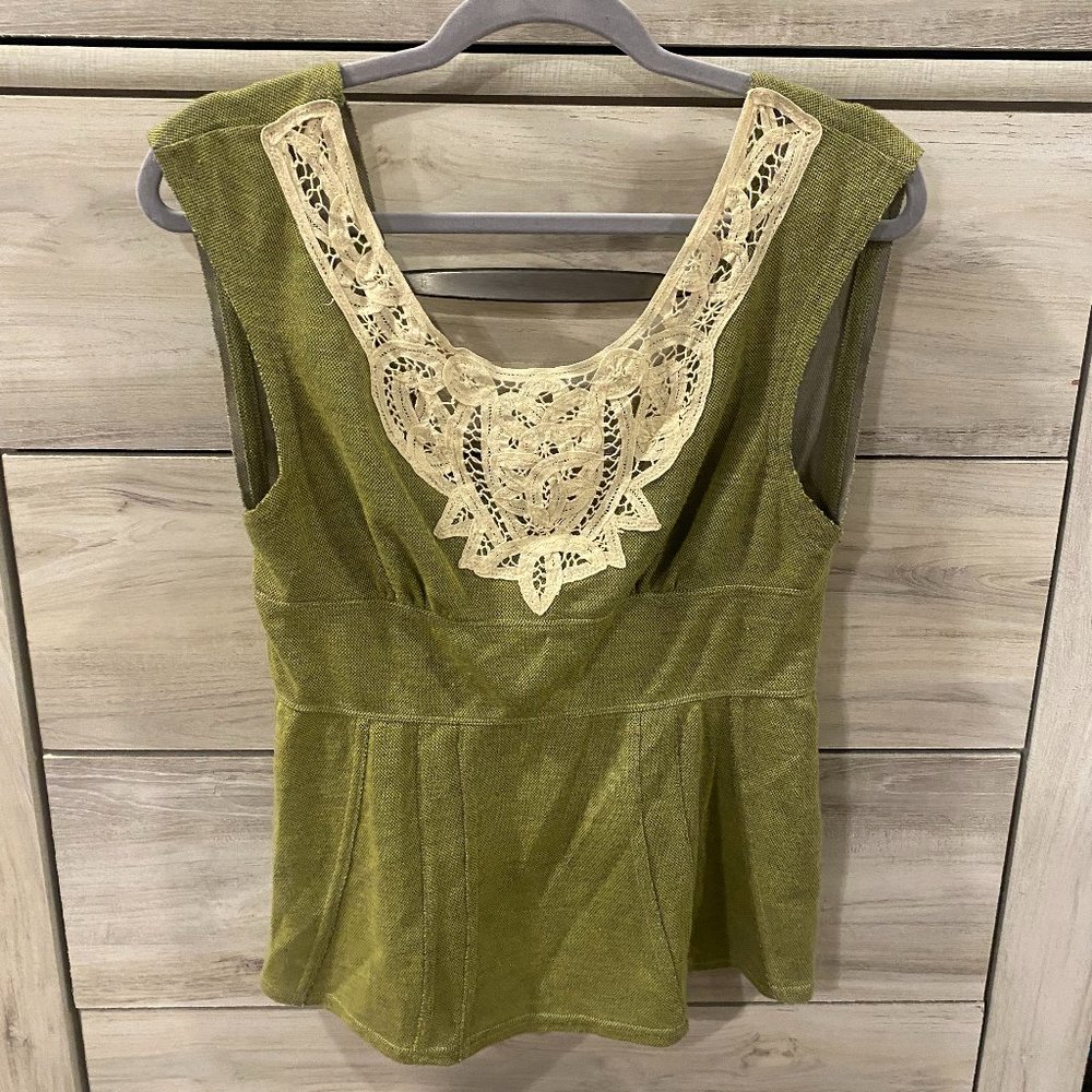 RARE VINTAGE Free People Green Top Size L